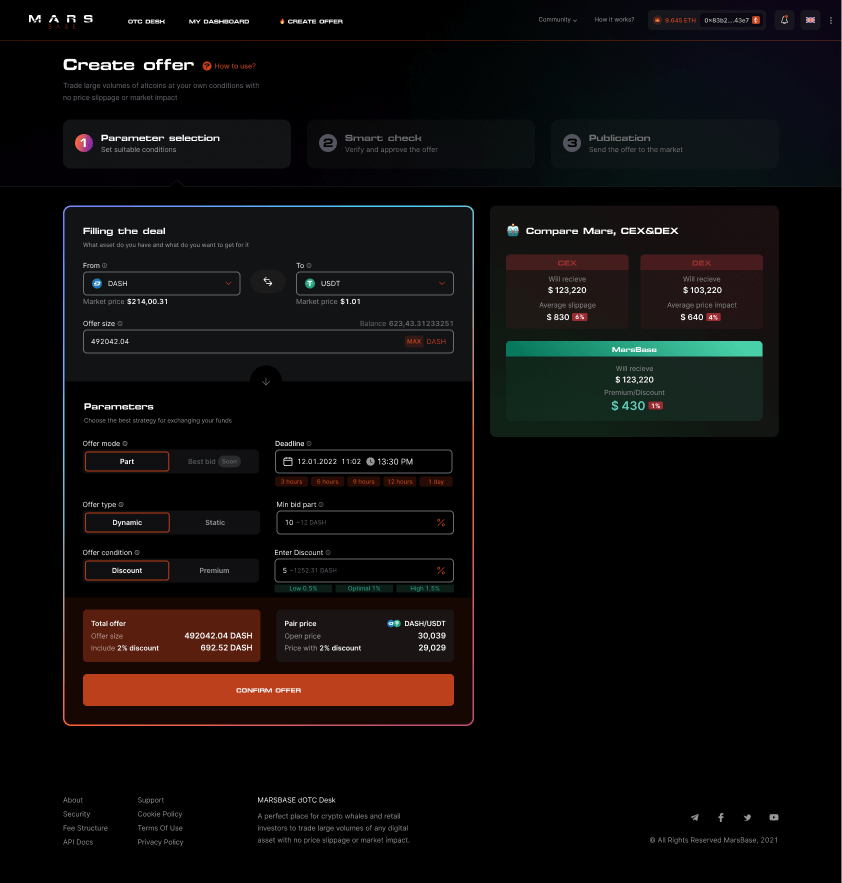 Marsbase - <br>Defi для внебиржевых сделок